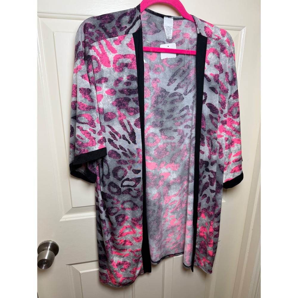 Leopard Print Open Front Kimono Cardigan XL